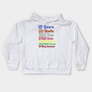 10th Birthday 10 Years Old Vintage Retro 120 Months tees Kids Hoodie